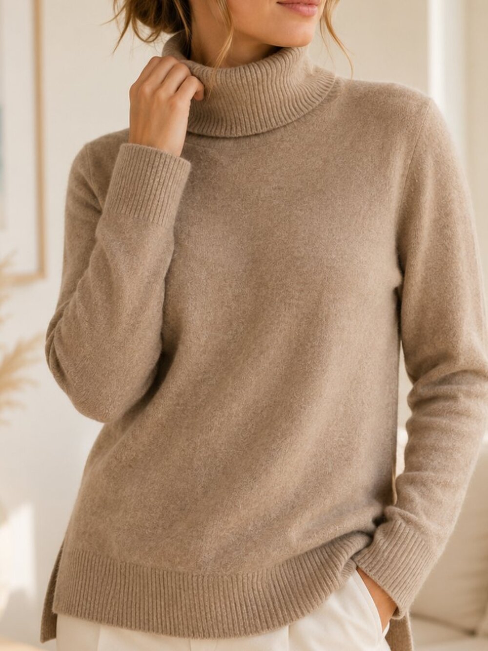 J. Crew Extra Soft Yarn Turtleneck Sweater Heather Mushroom Tan Small